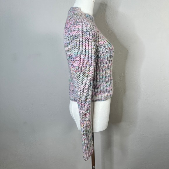 Aritzia Wilfred Free Chunky Knit Rainbow Speckled‎ Mock Neck Cropped Sweater XS - Picture 5 of 10